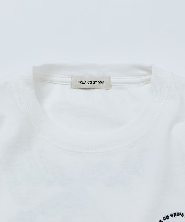 Relaxed Fit Design Back Embroidery Crew Neck T-Shirt / Cherry / Ringer 【Limited Edition】