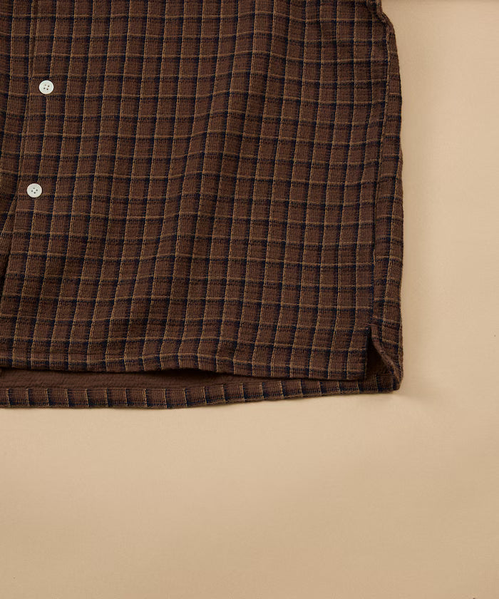 AUSTRALIAN COTTON Open Collar Check Shirt Short Sleeve