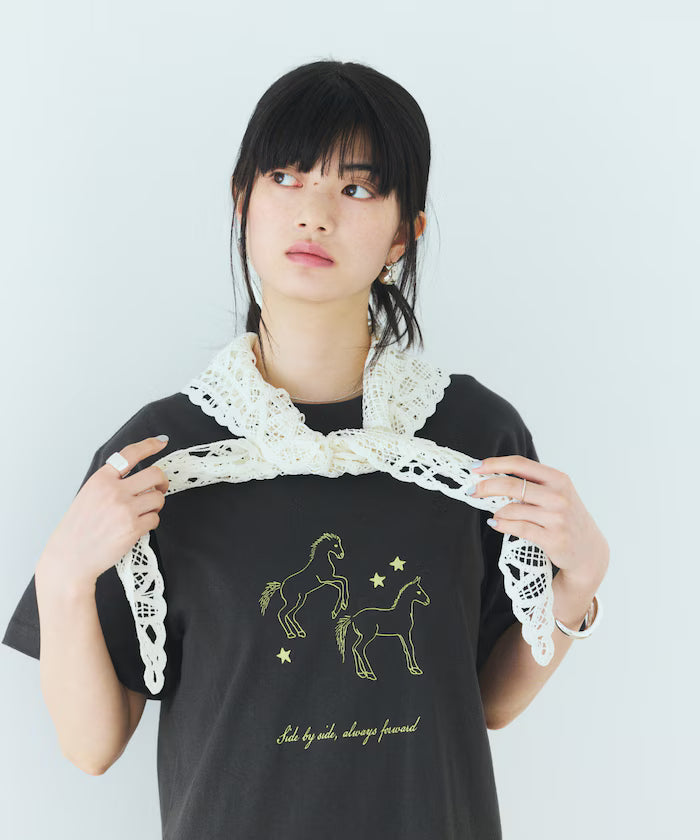 Comfortable Horse Print Crew Neck T-Shirt