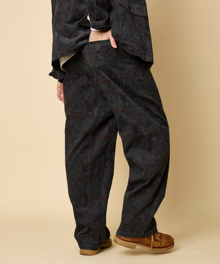 Wide Straight Silhouette All-Over Print Light Corduroy Easy Pants [Compatible with Set Up]