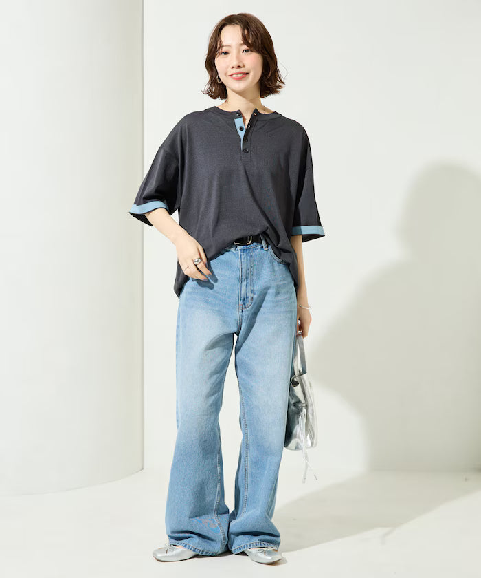 Relax Fit Relax Fit Cool Touch Color Block Henry Neck Pullover 【Limited Edition】