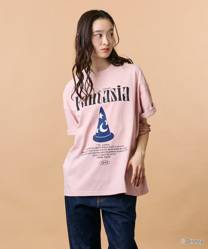 Limited Edition/DISNEY Disney Special Order Big Silhouette Front Print Crew Neck T-Shirt Fantasia - Pink