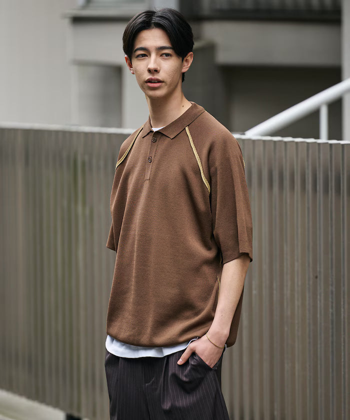 COOL TOUCH Double Face Color Polo Neck Knit Pullover Contact Cooling
