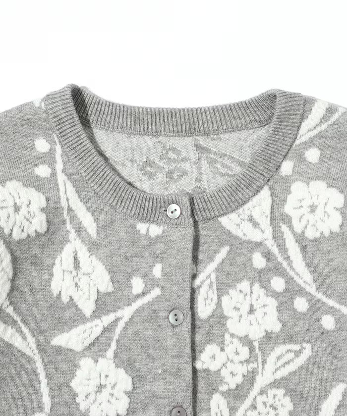 Flower Jacquard Knit Cardigan
