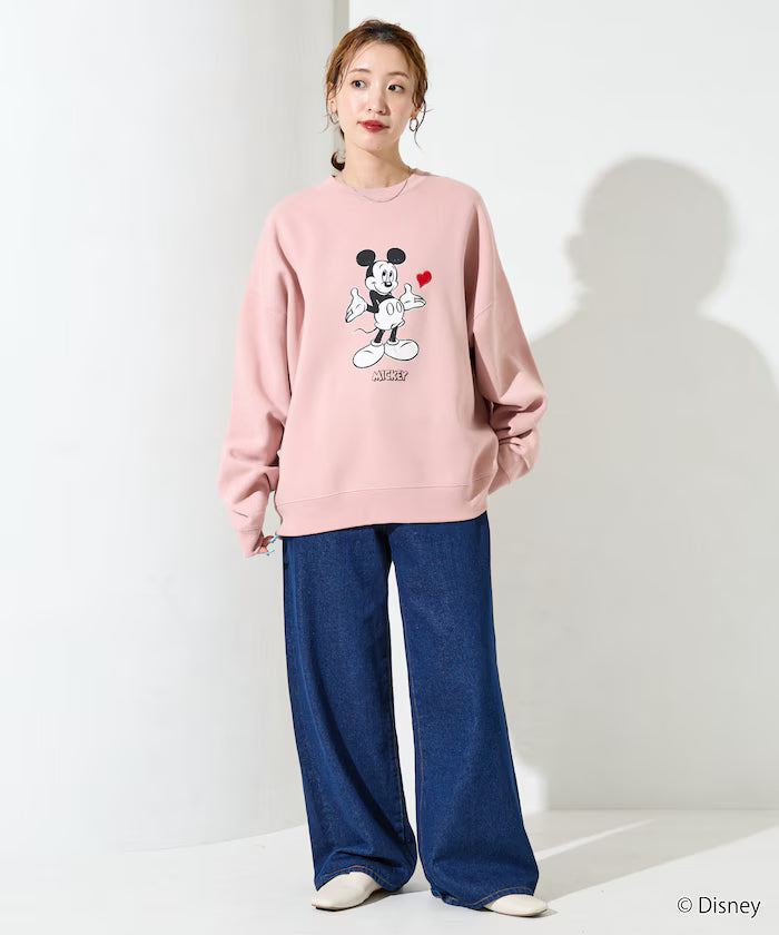 DISNEY/Mickey Mouse/Custom Crew Neck Printed Sweatshirt/Heart [Limited Edition]