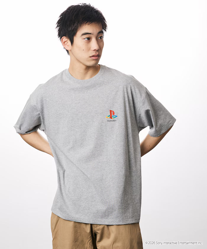 Big Silhouette Logo Back Print Crew Neck T-Shirt/PlayStation NEVER STOP 【Limited Edition】