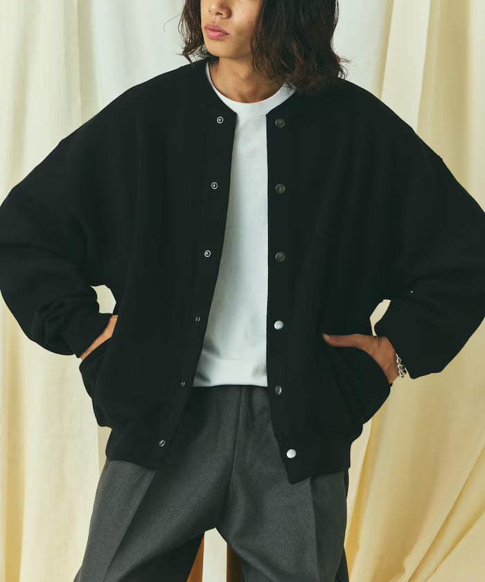 Relax Fit Relax Fit Sweat-like Knit Crew Neck Snap Cardigan [Limited Edition]