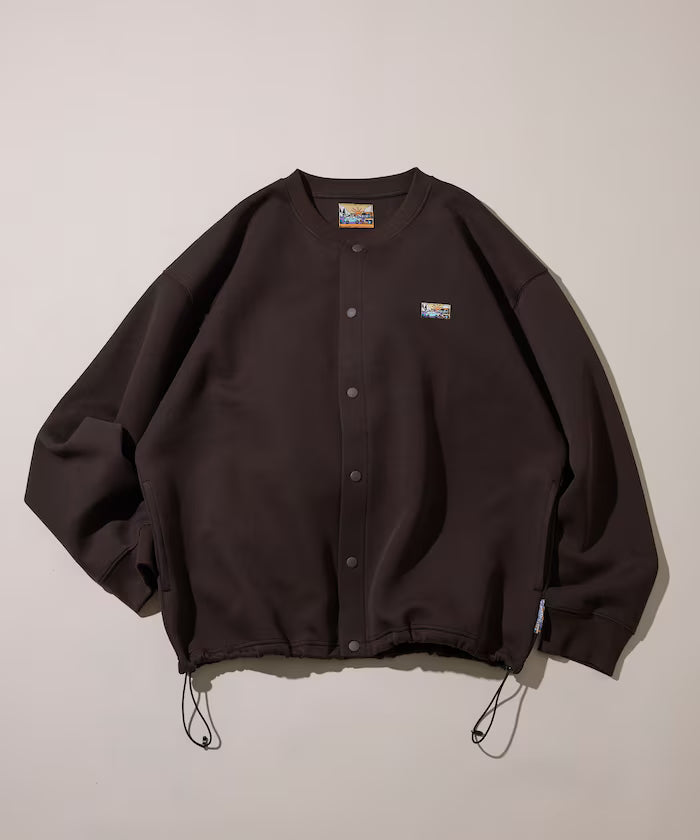Big Silhouette Cardboard One Point Logo Snap Button Spindle Sweat Cardigan