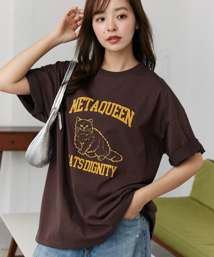 <Functional Material> METAQUEEN Cat Print T-Shirt Limited Edition