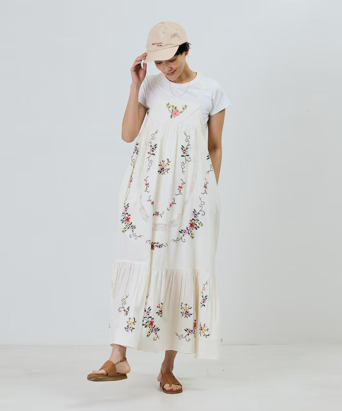 India Flower Cross Stitch Lace Camisole Dress