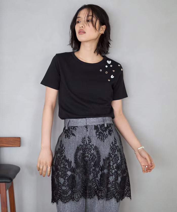 Many Button Cotton Modal Short Sleeve T-Shirt