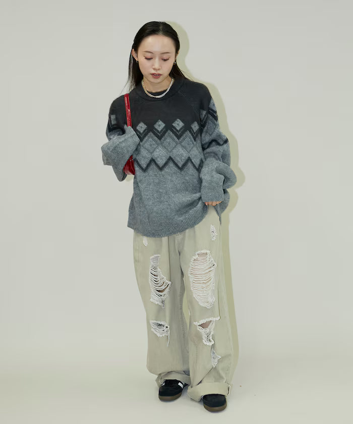 Jacquard Mohair Touch Knit Pullover Limited Edition