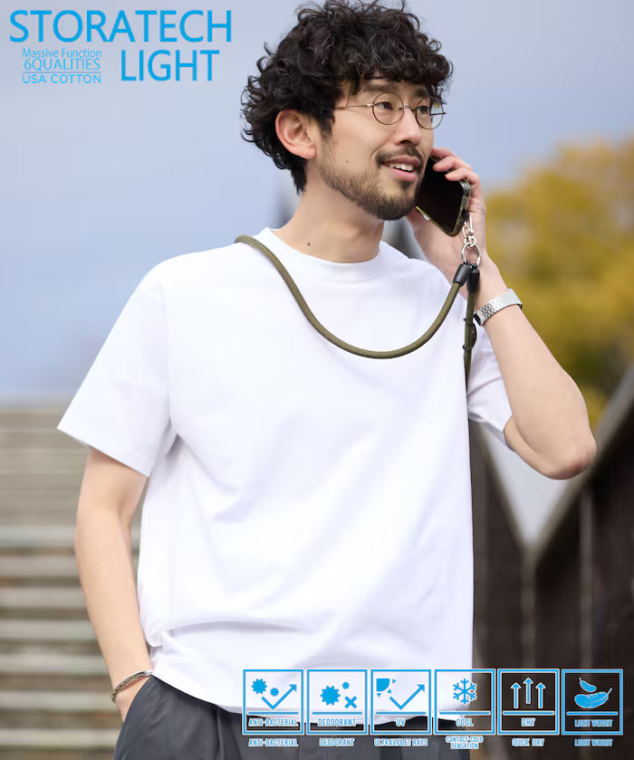 STORATECH Lightweight Basic Silhouette T-Shirt/Antibacterial/Odor-resistant/Antimicrobial/UV Protection/Contact Cooling/Moisture-wicking 【Limited Edition】 - White