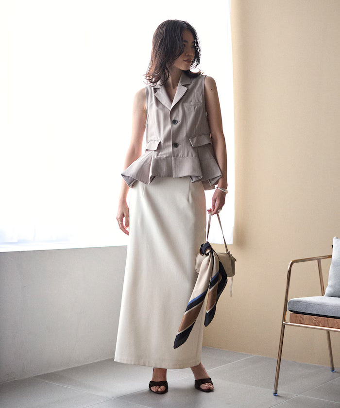 Pinstripe Flare Hem Short Vest