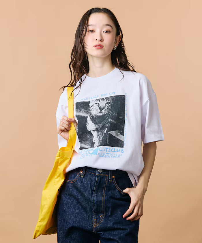 Big Silhouette Back Print Crew Neck T-Shirt / CAT Photo 【Limited Edition】