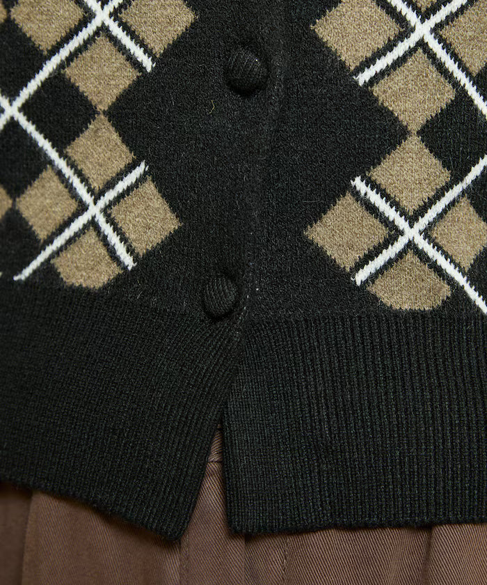 Argyle Pattern Jacquard Knit Cardigan Limited Edition