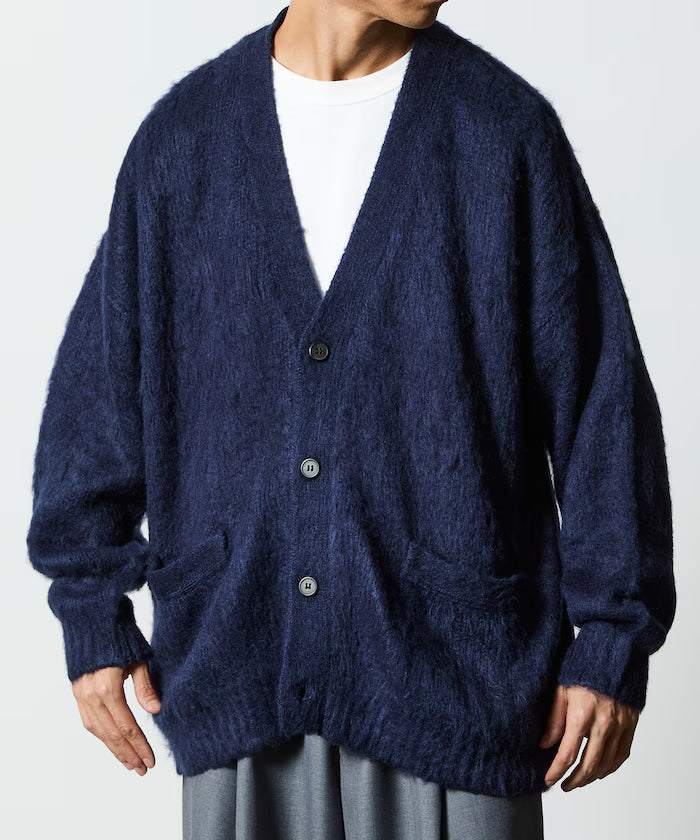 Relax Fit Shaggy Knit Loose Cardigan 【Limited Edition】 - Navy