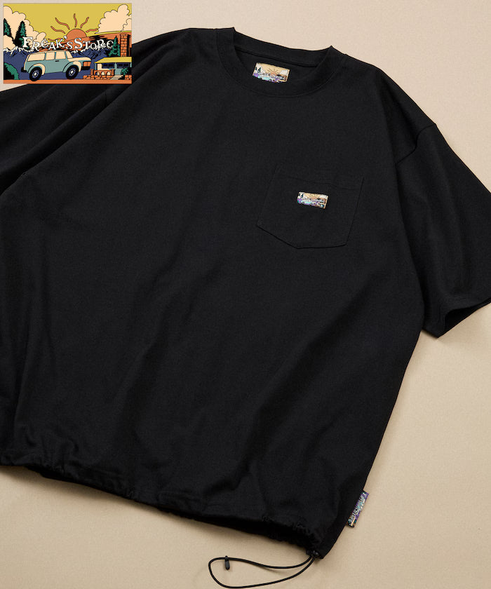 FREAK'S STORE for BEACH & FES Relax Fit One Point Logo Spindle Pocket T-shirt - Black