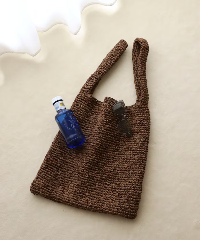 Raffia Tote Bag - Brown