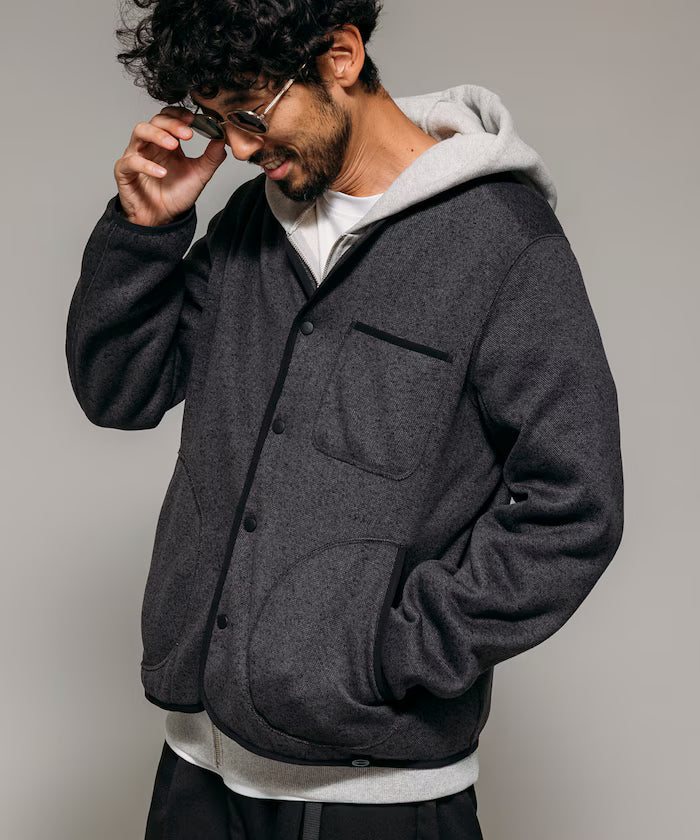 Relaxed Fit Knit Fleece Cardigan