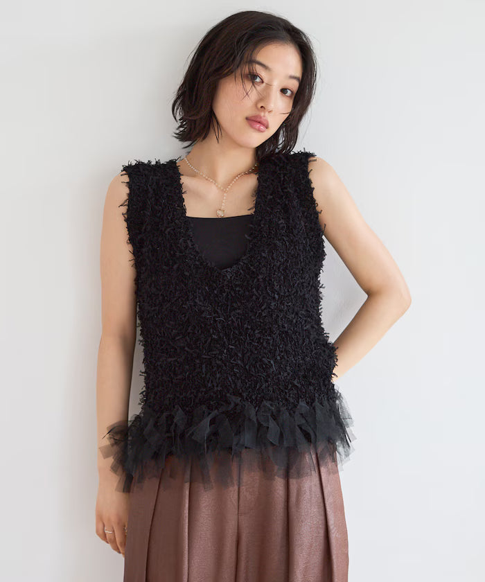2WAY Fringe Hem Knit Vest