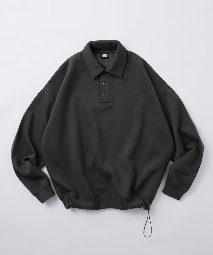 Relaxed Fit Spindle Polo Collar Sweat / Hem Code [Limited Edition] - Charcoal Gray