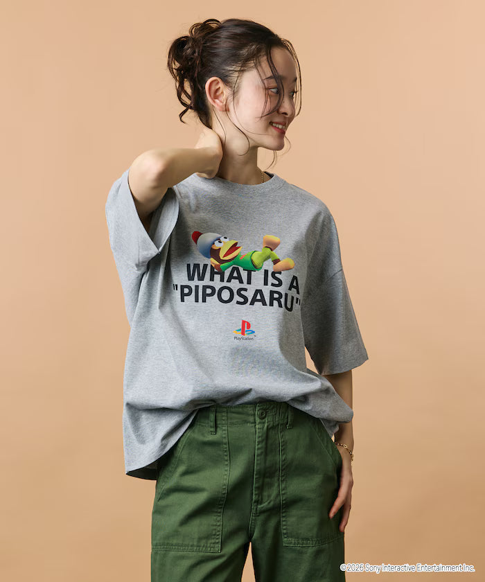 Big Silhouette Crew Neck Print T-shirt/PlayStation Sarugatchi/WHAT IS A PIPOSARU 【Limited Edition】