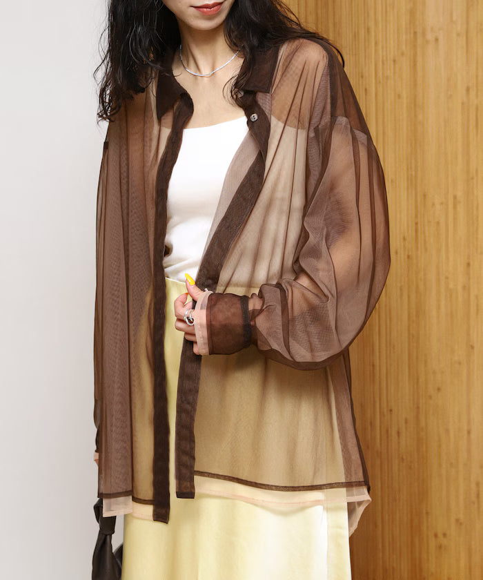 Tulle Layered Bicolor Shirt [Limited Edition]