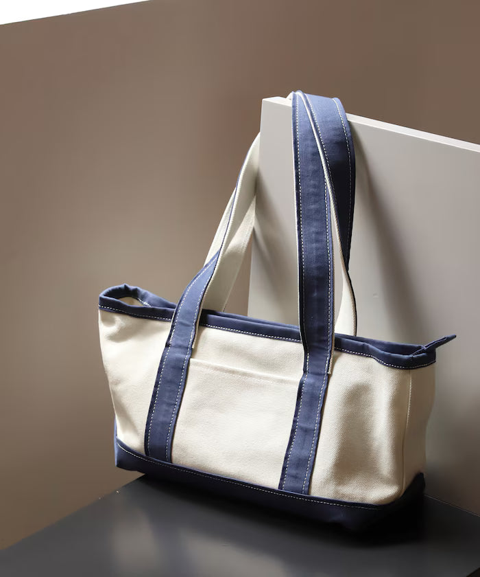 Wide Canvas Tote Bag - Navy