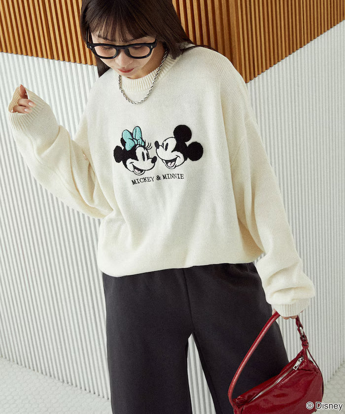 Mickey Mouse & Minnie Mouse/Mickey Mouse & Minnie Mouse/Sagara Embroidery Oversized Knit Limited Edition