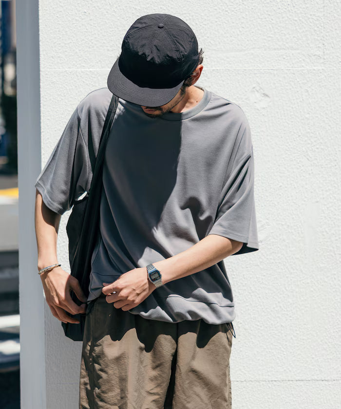 Functional Material Poncho Adjuster T-Shirt / Short Sleeve T-Shirt with Drawcord / Contact Cooling / UV Cut / Quick Dry