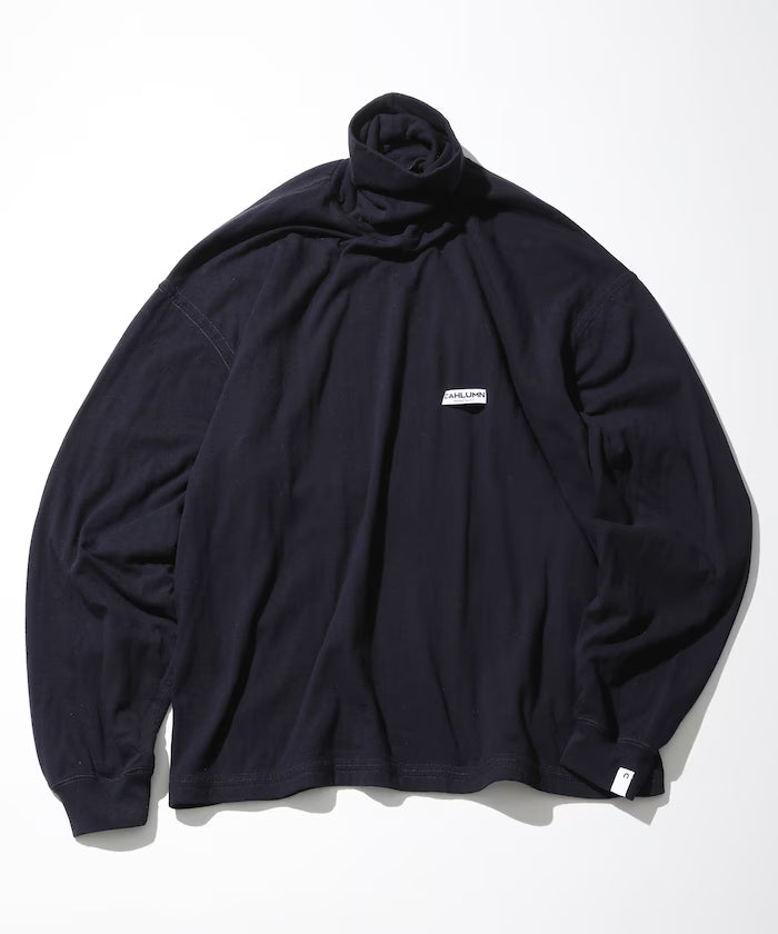 Double Face Cotton Turtleneck Shirt - Navy