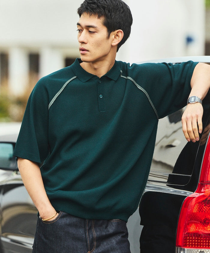 COOL TOUCH Double Face Color Polo Neck Knit Pullover Contact Cooling