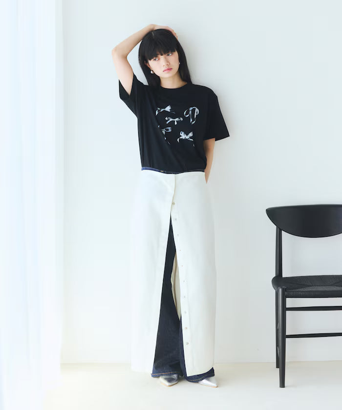 Comfortable Ribbon Print Crew Neck T-shirt