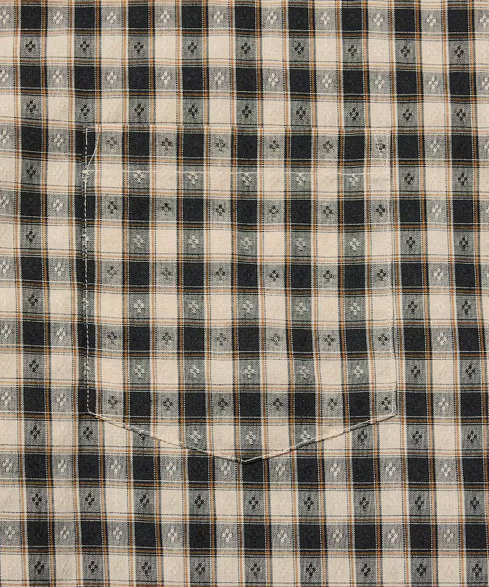 Dobby Woven Check Relaxed Open Collar Short Sleeve Shirt