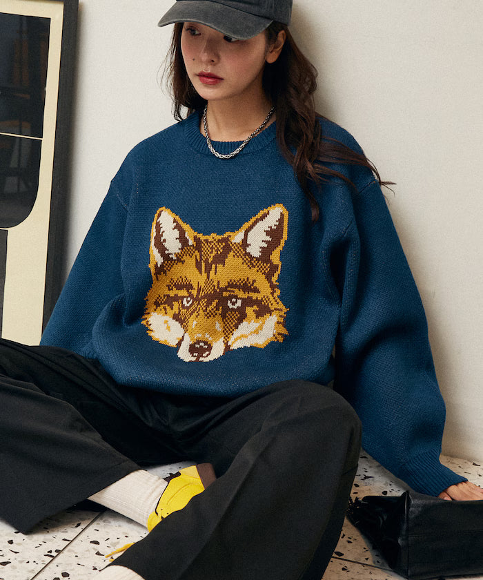 Animal Jacquard Big Knit Limited Edition - Blue