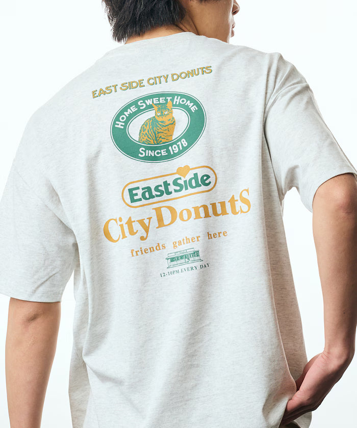 Big Silhouette Back Print Crew Neck T-Shirt / City Dounuts CAT [Limited Edition] - Ash Gray