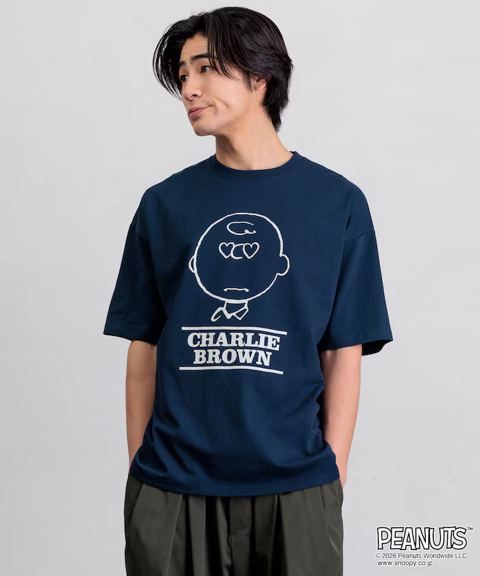 PEANUTS/Peanuts Custom Big Silhouette Crew Neck T-Shirt/Charlie Brown/Heart Eye [Limited Edition]