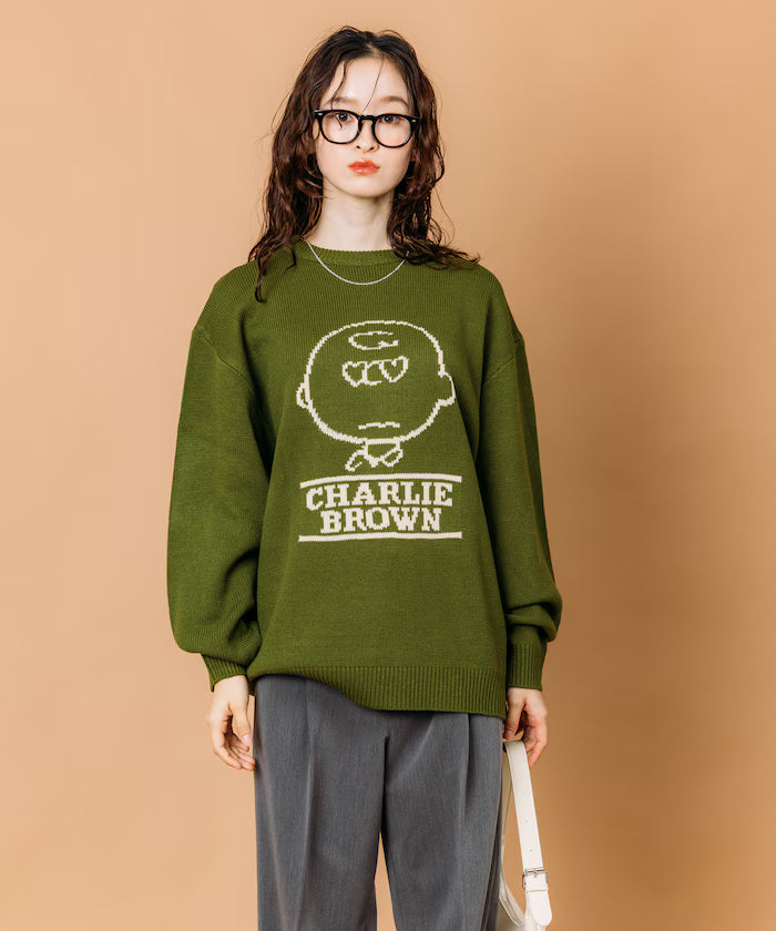 PEANUTS/Peanuts Exclusive Relaxed Fit Jacquard Crewneck Knit / Charlie Brown [Limited Edition]