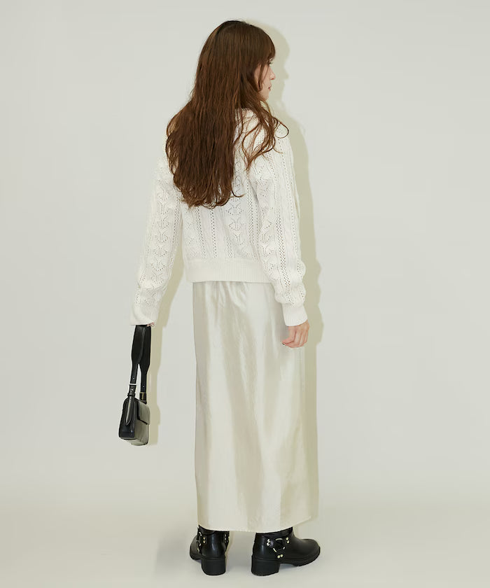 Mixed Material Shirring Satin Dress Limited Release