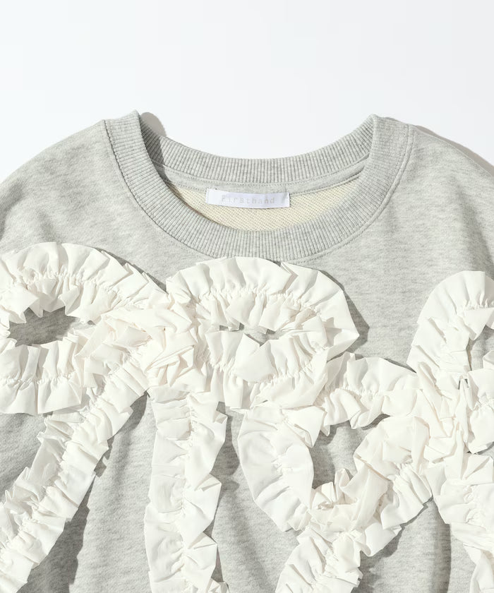 Organic Cotton Gather Ribbon Sweat / Relaxed Fit / French Terry Sweat