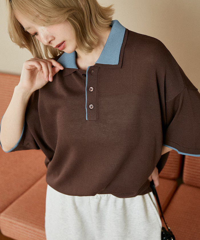 LOVE POP STUDIO Collar Layered Knit Polo Shirt Limited Edition