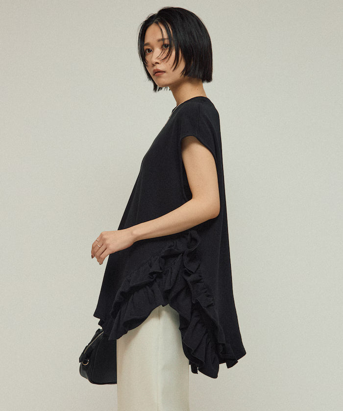 Organic Cotton Frill Hem Top / Relaxed Fit / French Terry Sweat / Best