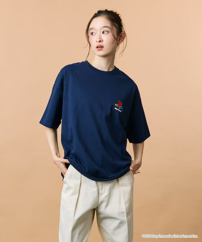 Big Silhouette Logo Back Print Crew Neck T-Shirt/PlayStation NEVER STOP 【Limited Edition】