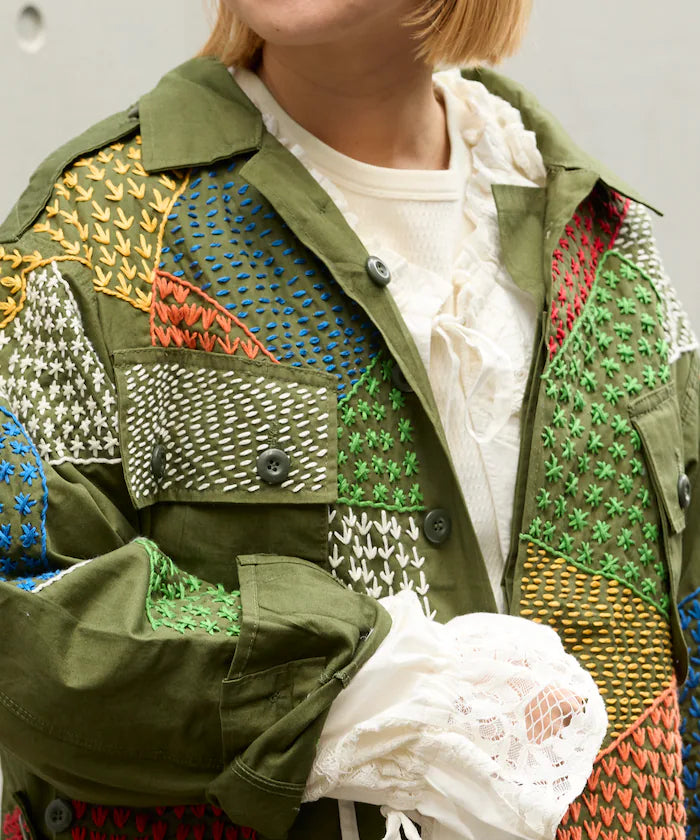 Vintage Hand-Stitch Remake Military Shirt Plain