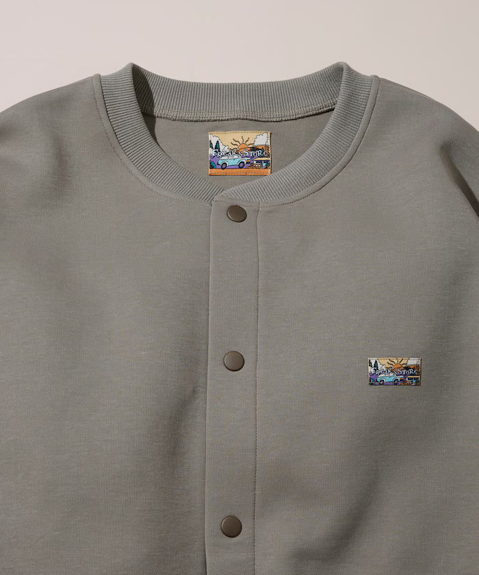 Big Silhouette Cardboard One Point Logo Snap Button Spindle Sweat Cardigan