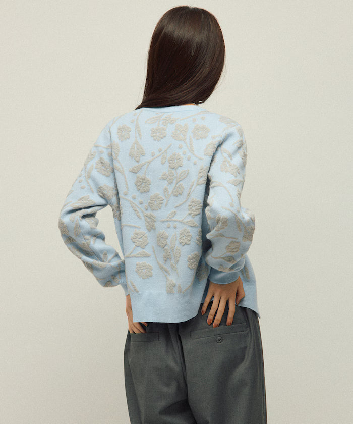 Flower Jacquard Knit Cardigan