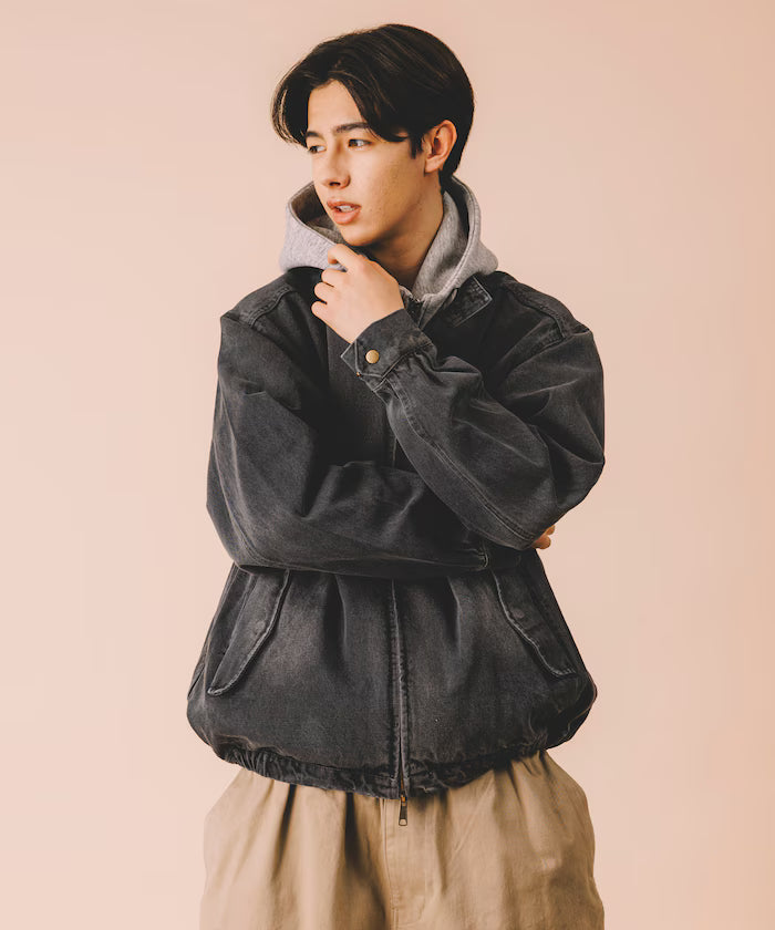 Relaxed Fit Harrington Denim Jacket