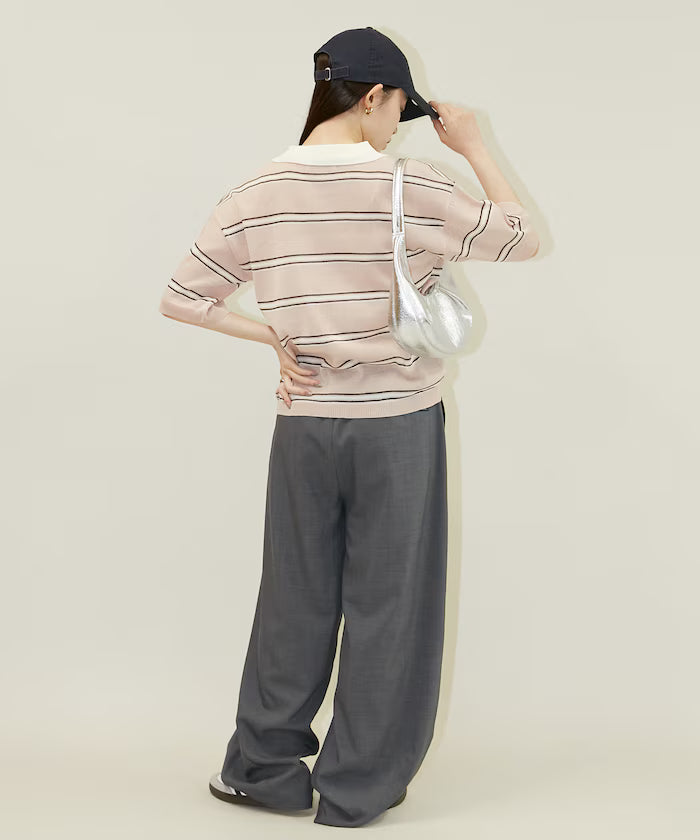 Sheer Border Short Sleeve Polo Summer Knit Limited Release