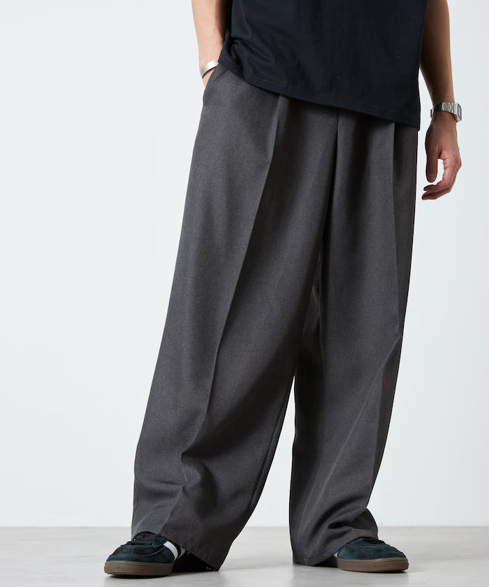 Wide Silhouette Staple Twill Easy Slacks/Wide Slacks [Limited Edition] - Gray